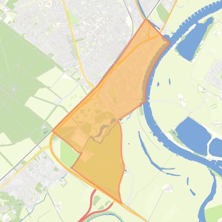 Kaart van de buurt Dieren-Zuid beneden spoorlijn.