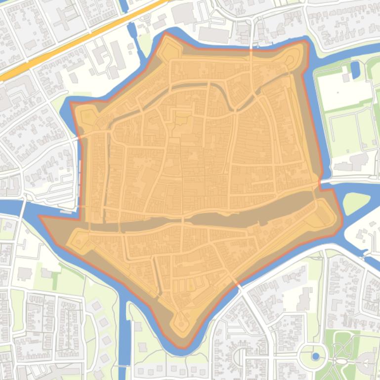 Kaart van de buurt Dokkum binnen de Bolwerken.
