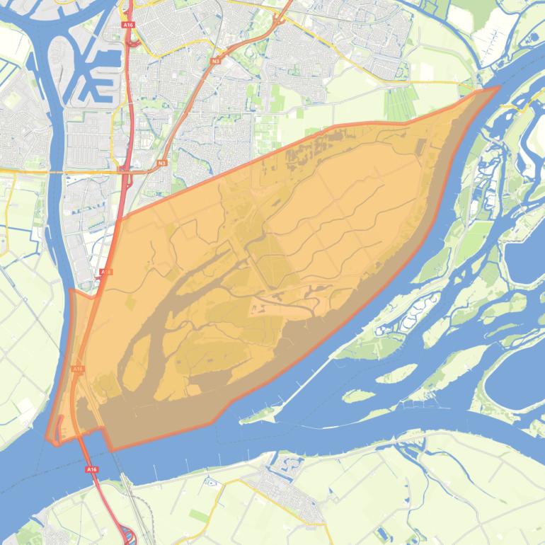 Kaart van de buurt Dordtse Biesbosch.