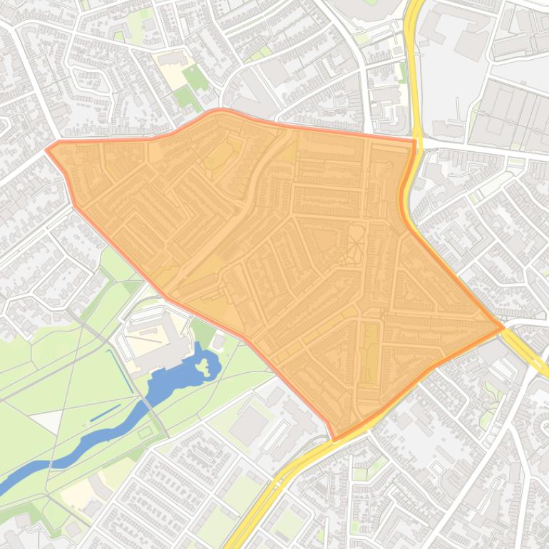 Kaart van de buurt Eliasterrein Vonderkwartier.