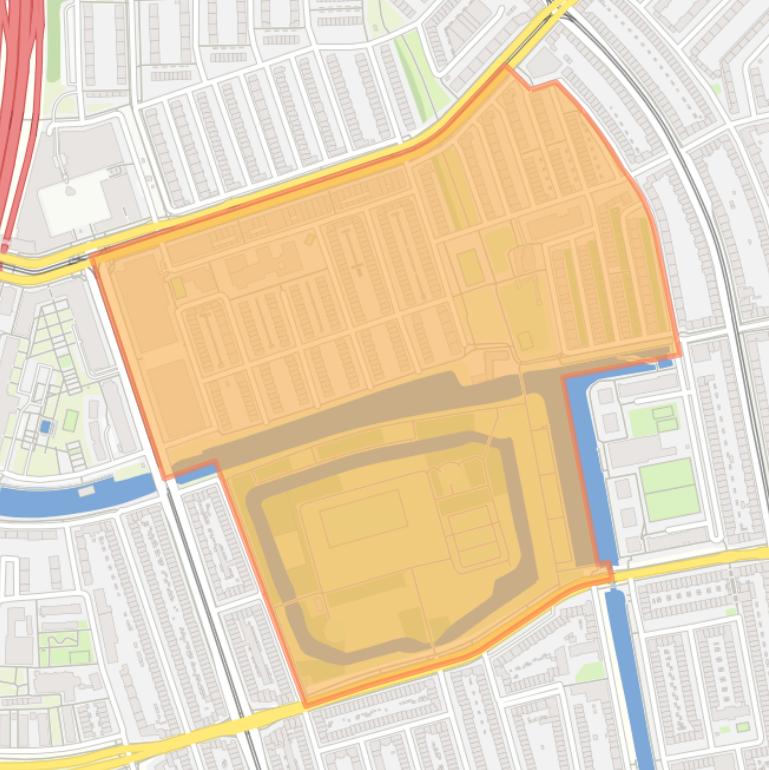 Kaart van de Erasmusparkbuurt-West.