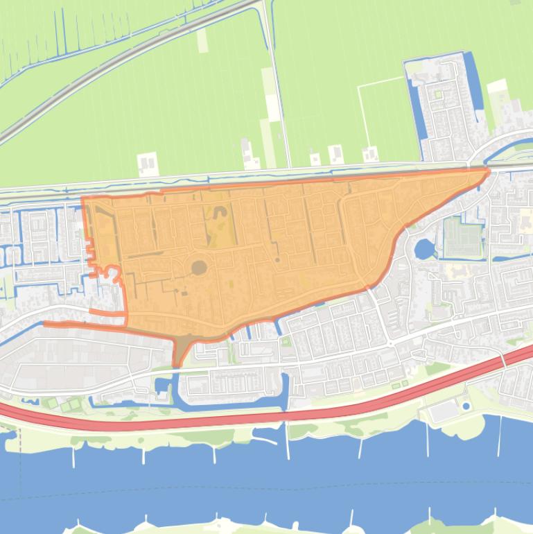 Kaart van de buurt Giessendam-West.