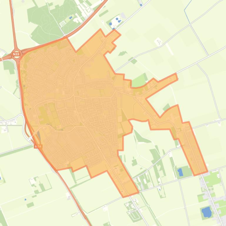 Kaart van de buurt Gieten.