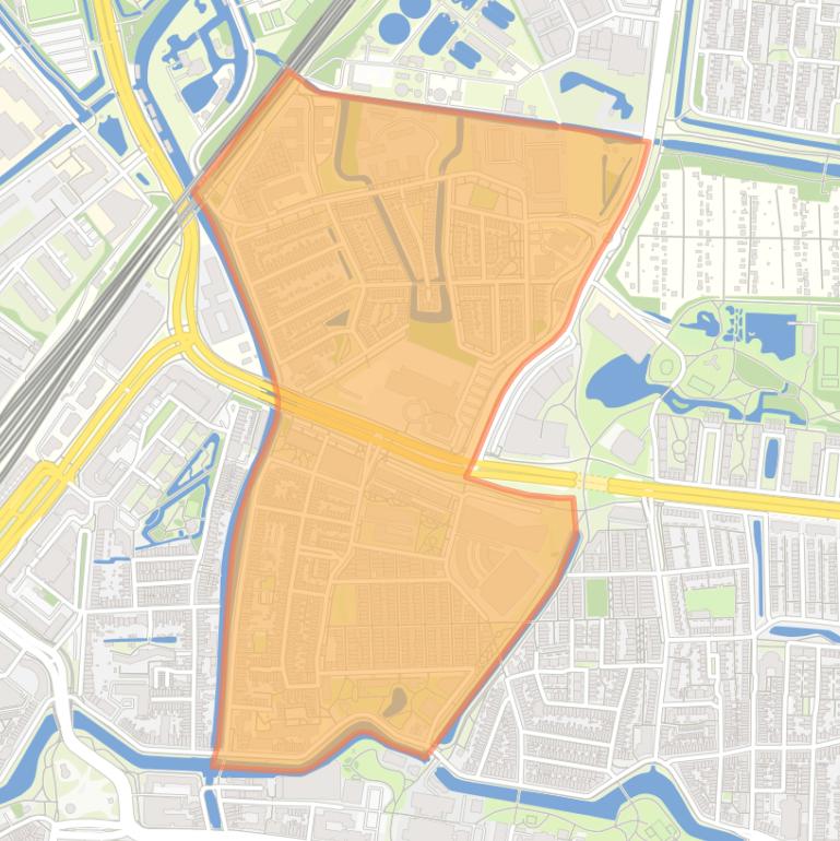 Kaart van de buurt Groenoord.