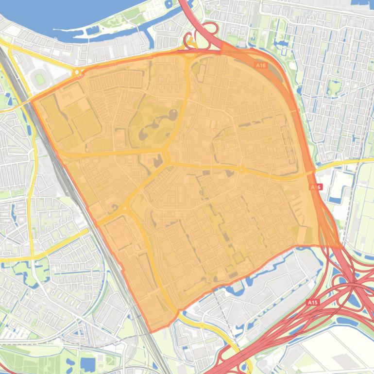 Kaart van de buurt Groot IJsselmonde.