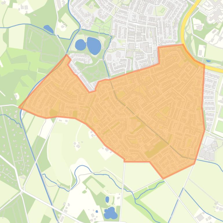 Kaart van de buurt Helmerhoek-Zuid.