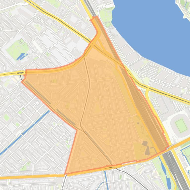 Kaart van de buurt Hillesluis.