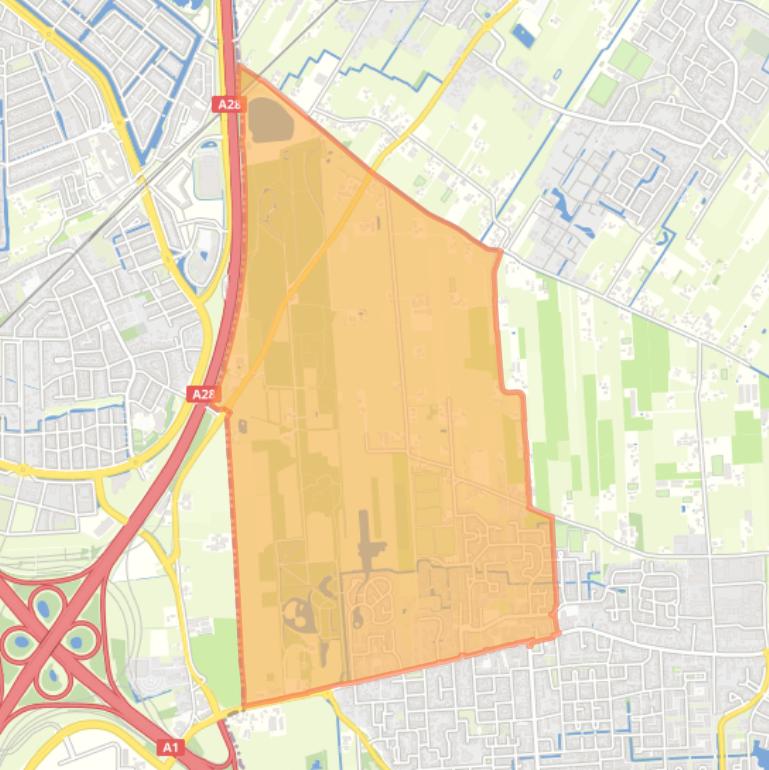 Kaart van de buurt Hoevelaken-Kleinhoven.