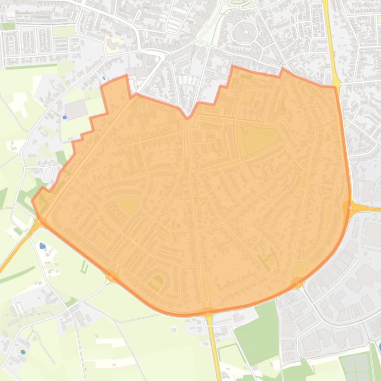 Kaart van de buurt Hoge Akkers.