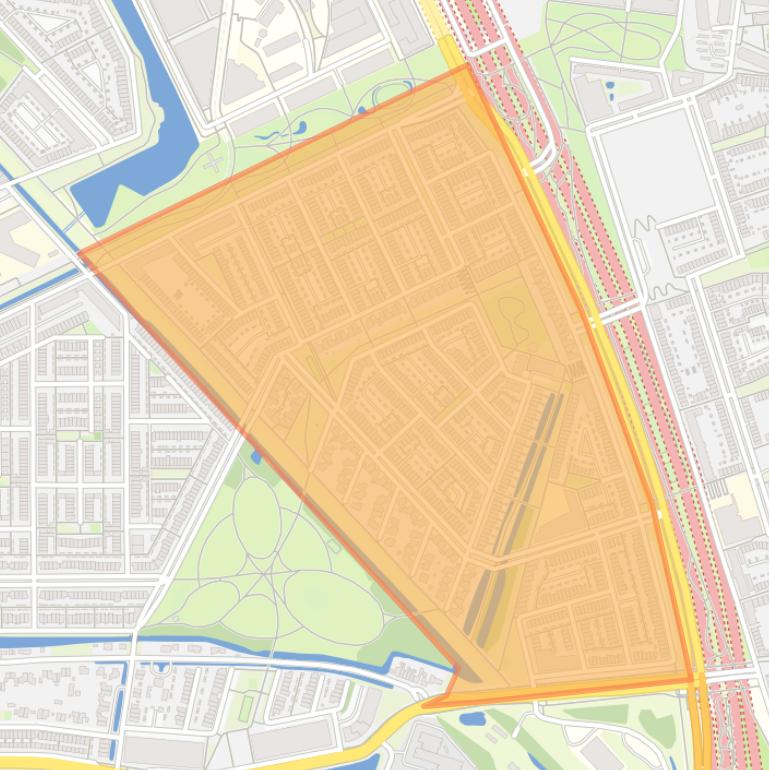 Kaart van de buurt Hoge Weide.