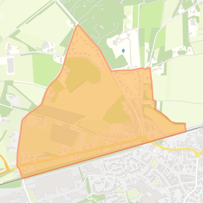 Kaart van de buurt Holten ten noorden van de spoorlijn.