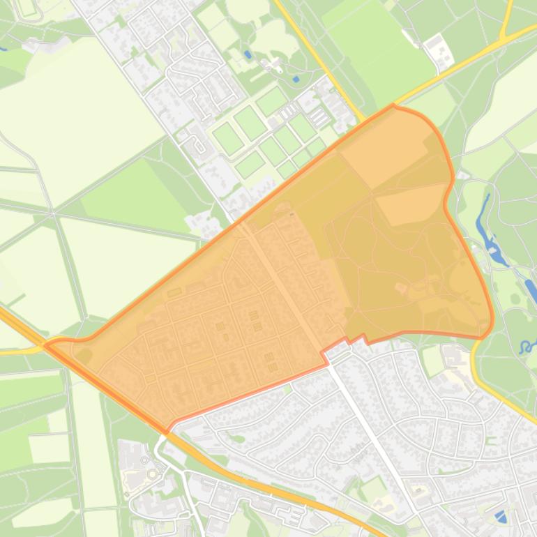 Kaart van de buurt Hoogkamp.