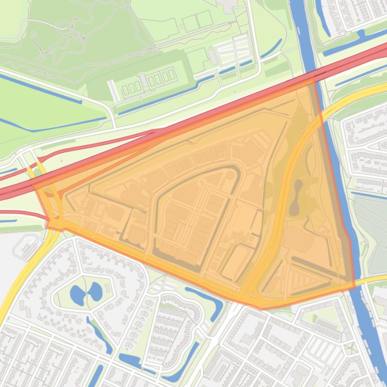 Kaart van de buurt Hoogstad.