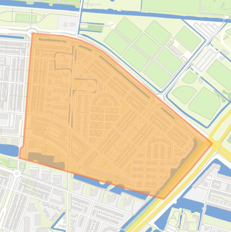 Kaart van de buurt Hoven-Oost.