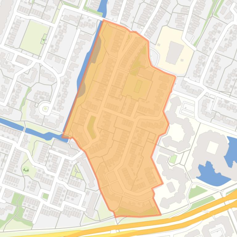 Kaart van de Hovenbuurt midden-Oost.