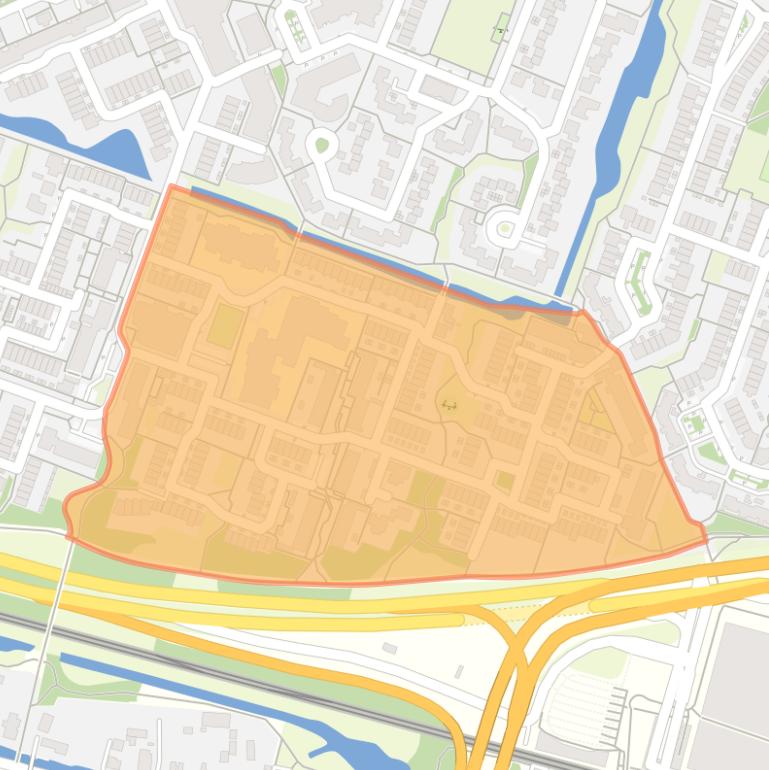 Kaart van de Hovenbuurt-Zuid.