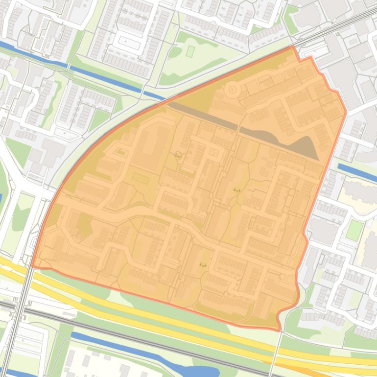 Kaart van de Hovenbuurt-Zuidwest.