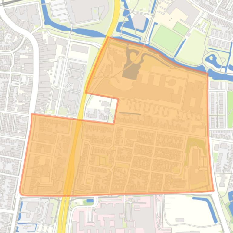 Kaart van de buurt Huizum-Bornia.