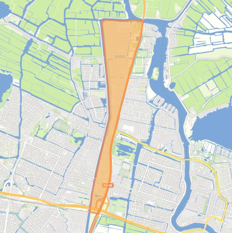 Kaart van de Industriebuurt.