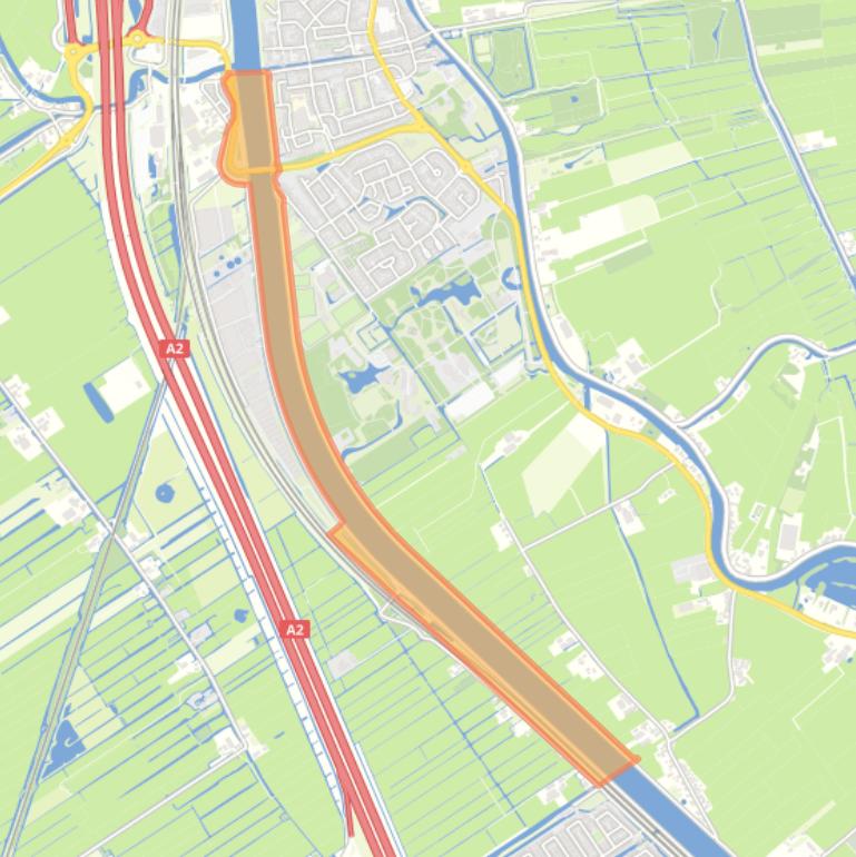 Kaart van de buurt Kanaalzone Zuid Breukelen.