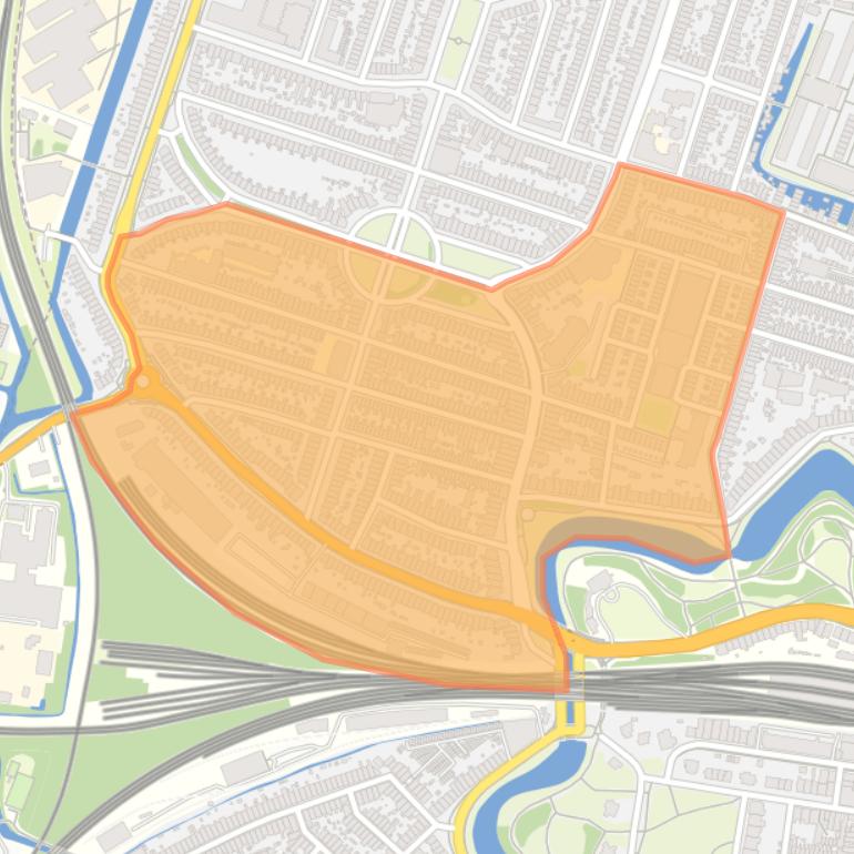 Kaart van de buurt Kleverpark-zuid.