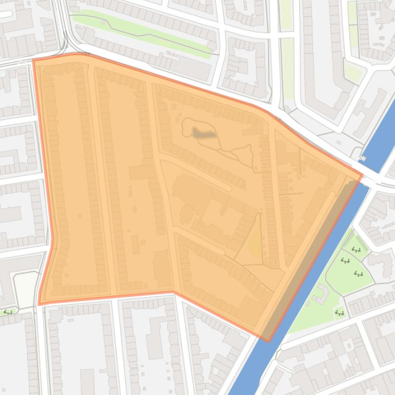 Kaart van de buurt Kortenaerkwartier.