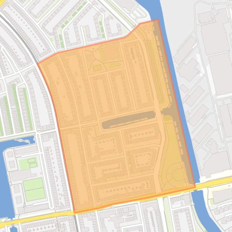 Kaart van de buurt Landlust-Zuid.