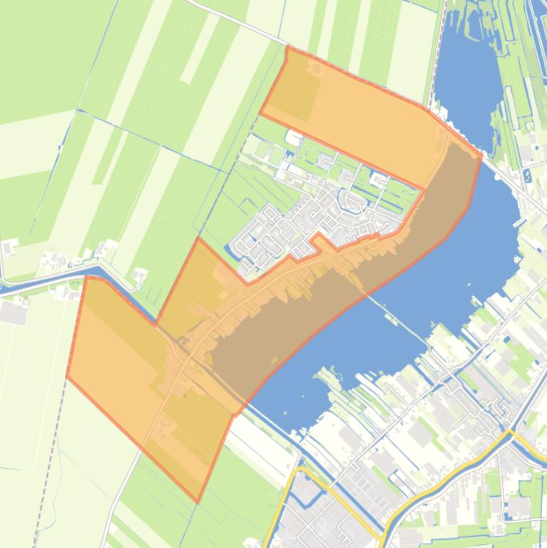 Kaart van de buurt Langeraar Lintbebouwing.