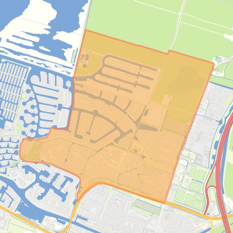 Kaart van de buurt Lemmer-Noord.