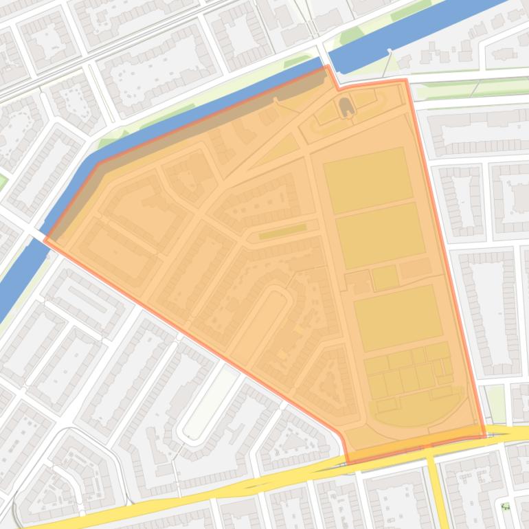 Kaart van de Marathonbuurt-Oost.