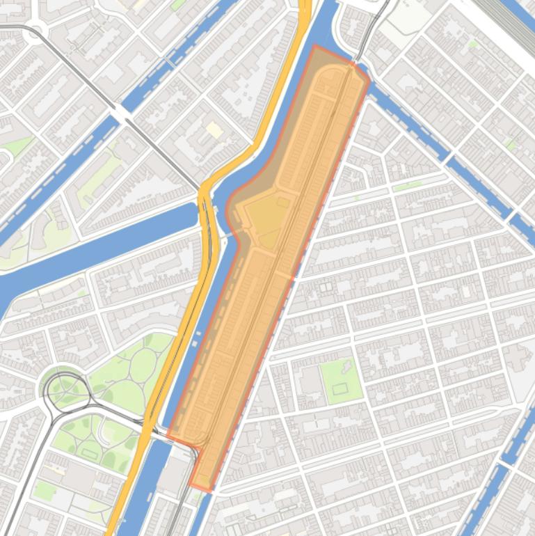 Kaart van de Marnixbuurt-Noord.