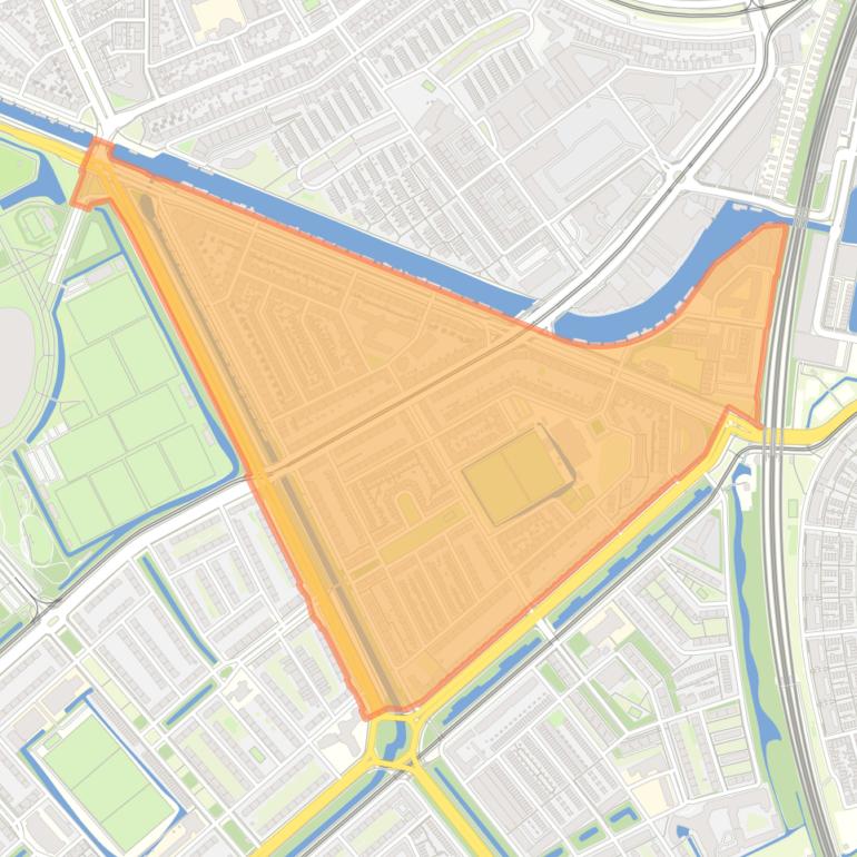 Kaart van de buurt Moerwijk-Noord.
