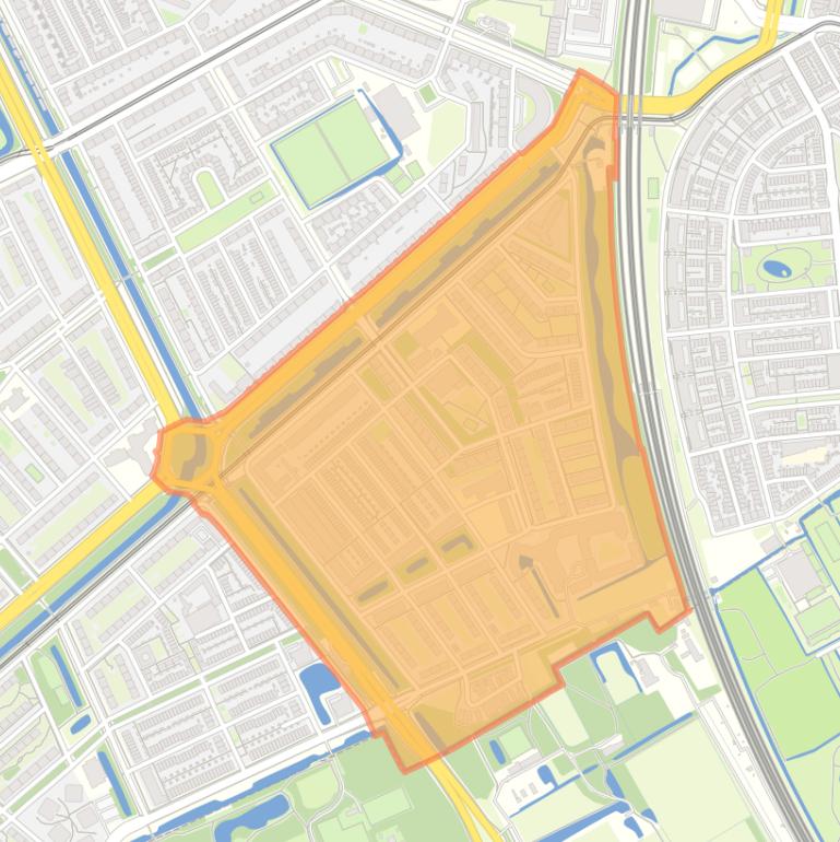 Kaart van de buurt Moerwijk-Oost.