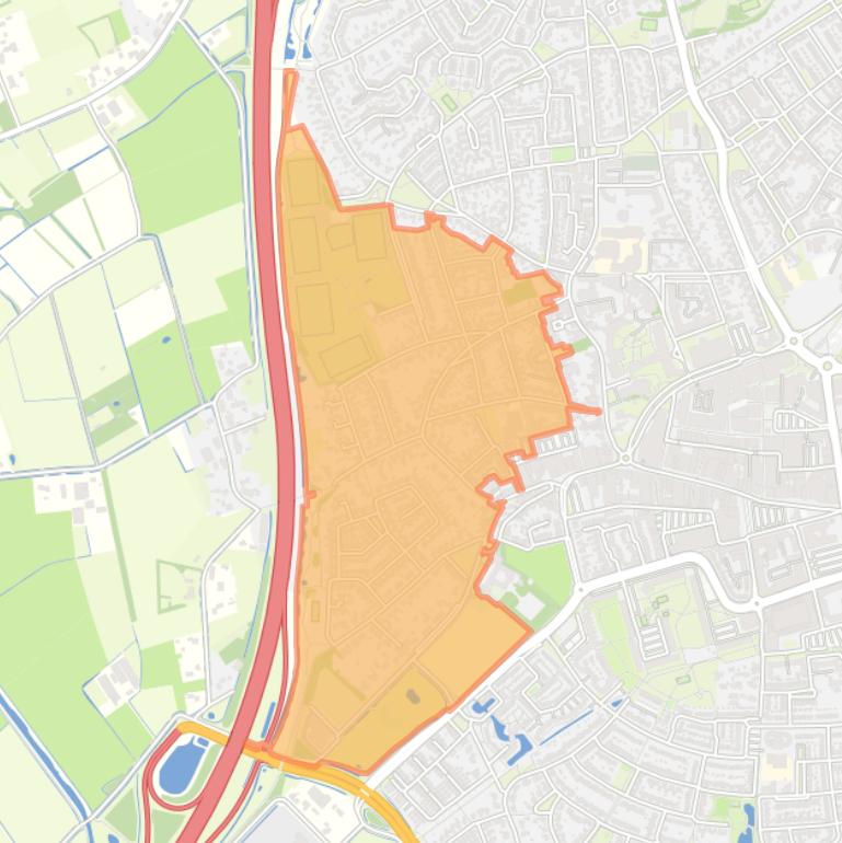Kaart van de buurt Moleneind-Groenewoud.