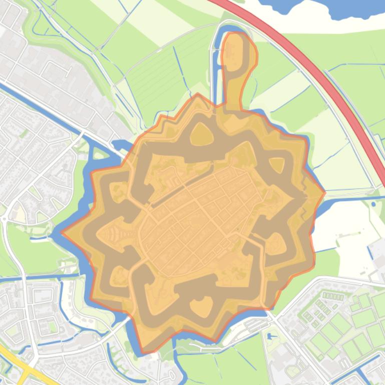 Kaart van de buurt Naarden Vesting.