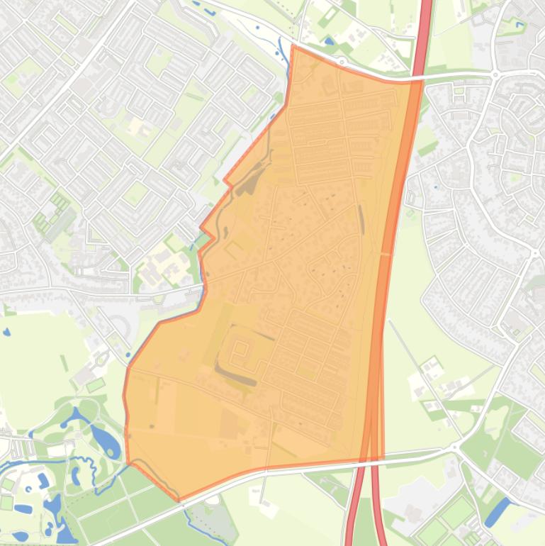 Kaart van de buurt Nieuw Wolfslaar.