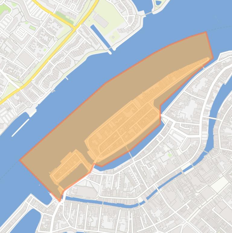 Kaart van de buurt Nieuwe Haven en omgeving.
