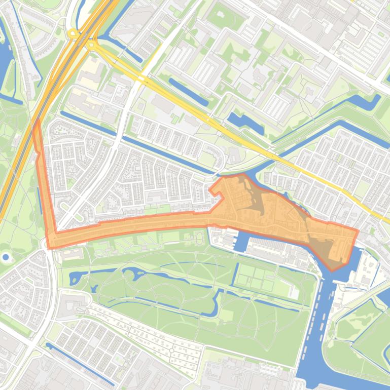 Kaart van de buurt Nieuwendammerdijk-West.