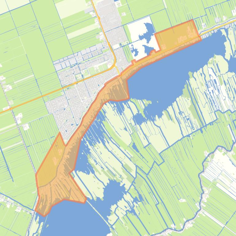 Kaart van de buurt Nieuwkoop Lintbebouwing.