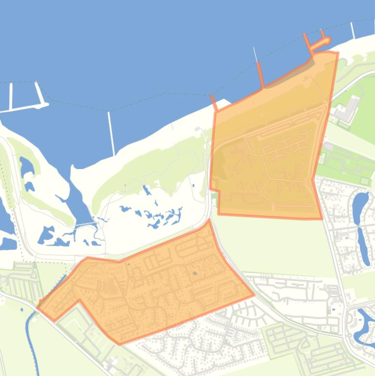 Kaart van de buurt Nieuwvliet-Bad-Oost en -West.