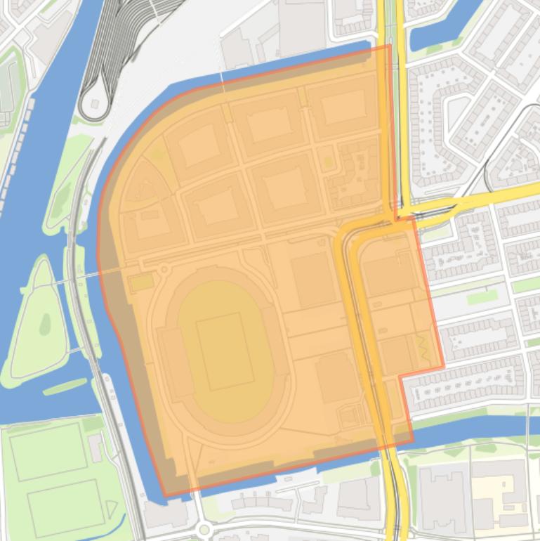 Kaart van de buurt Olympisch Stadion en omgeving.