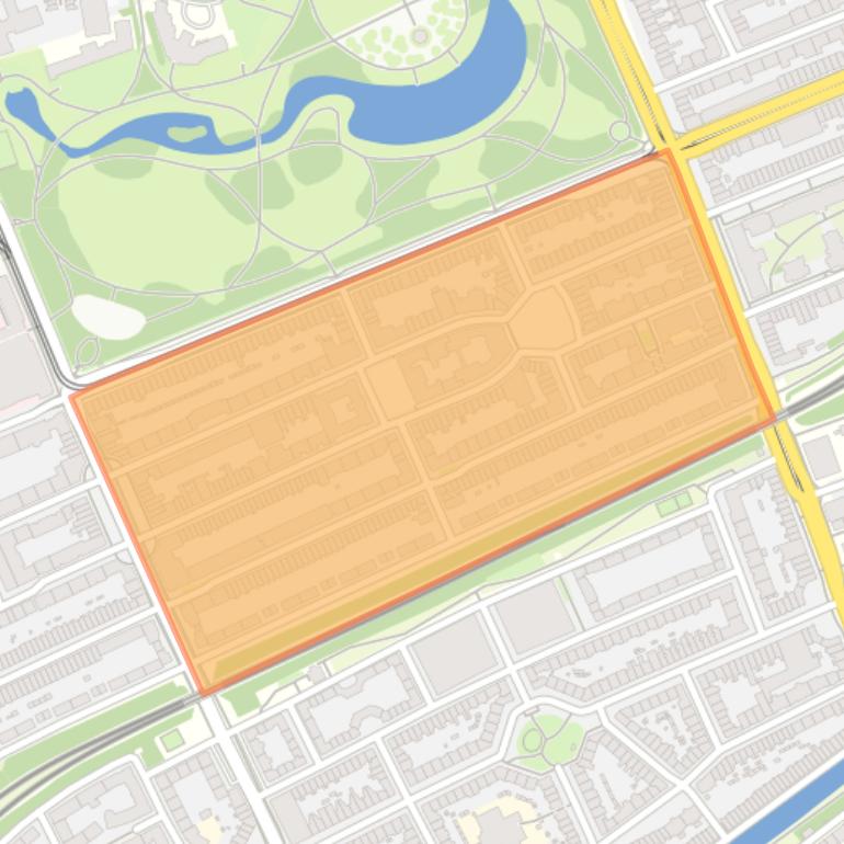 Kaart van de Oosterparkbuurt-Zuidoost.
