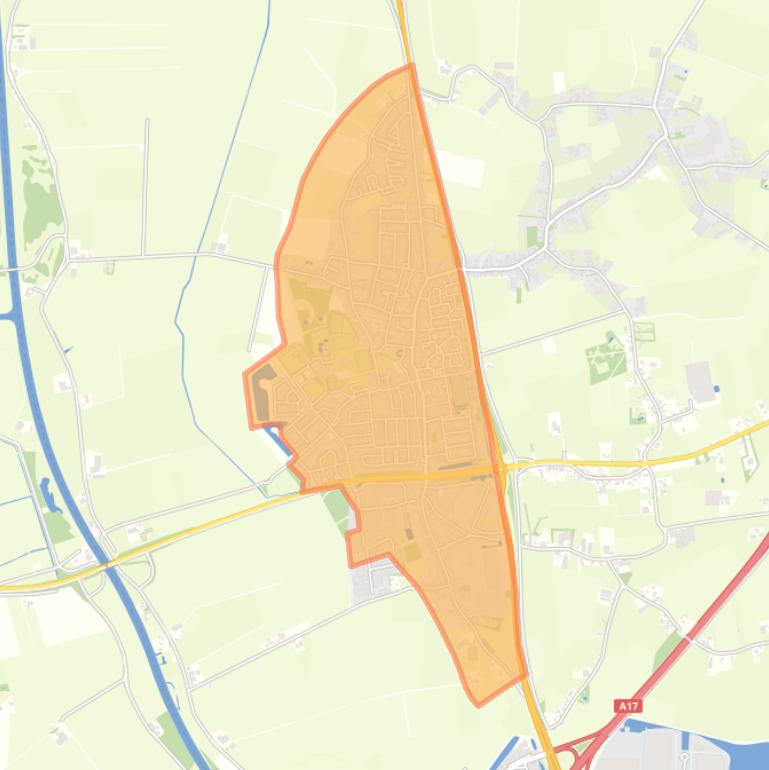 Kaart van de buurt Oud Gastel.