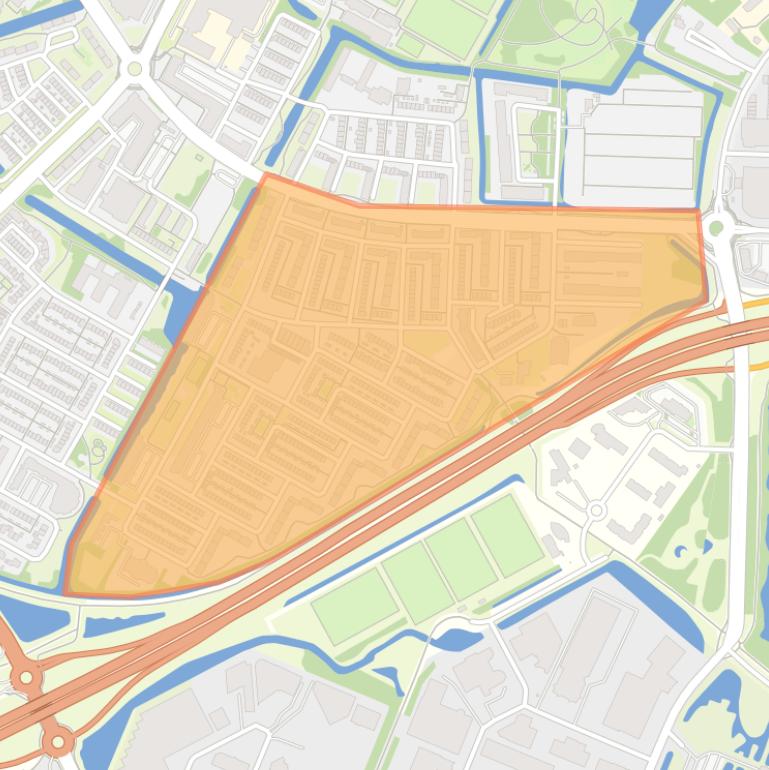Kaart van de buurt Overdie-Oost.