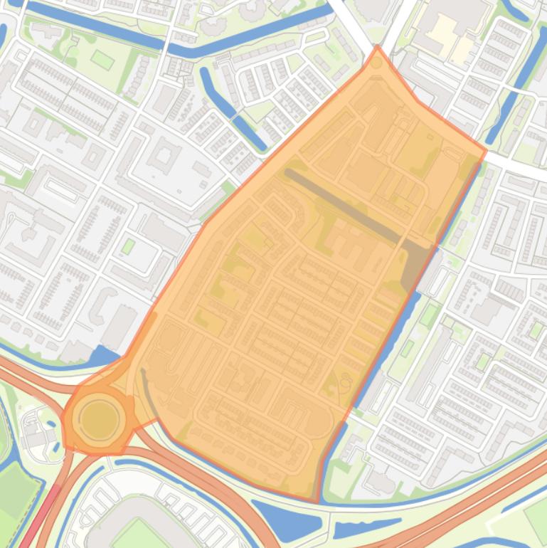 Kaart van de buurt Overdie-West.