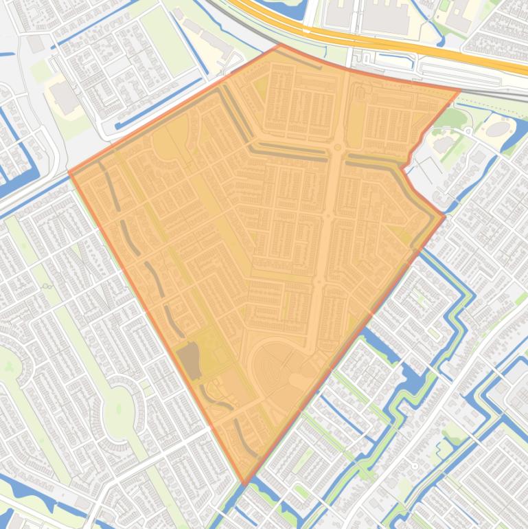 Kaart van de buurt Parkrijk Noord.