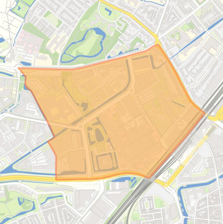 Kaart van de buurt Pesthuiswijk.