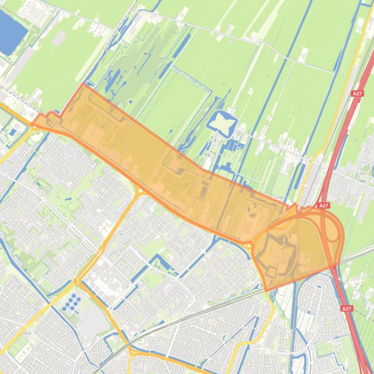 Kaart van de buurt Poldergebied Overvecht.