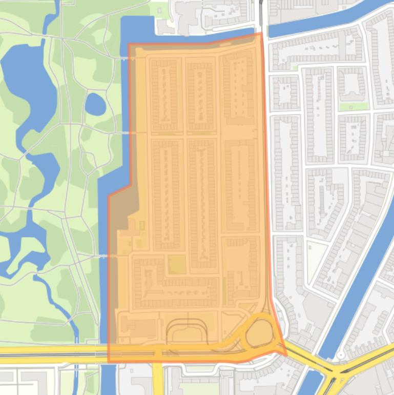 Kaart van de buurt Postjeskade en omgeving.