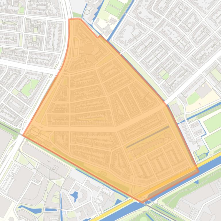 Kaart van de buurt Professorenwijk-West.